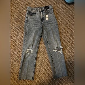 Express high rise straight ankle jeans